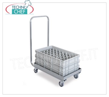 Technochef - PLATEAU POUR CONTENEURS Pâte à pizza 60x40 cm, mod.2202P Chariot pour boîtes à pizza 60x40 cm, avec poignée de poussée, dim. Mm 710x420x950h