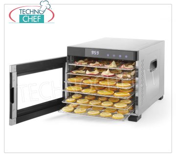 Technochef - SÉCHOIR PROFESSIONNEL pour FRUITS et LÉGUMES avec 6 PLATEAUX EN ACIER INOXYDABLE, Mod.229033
