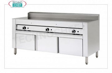 Cuisinière GAZ avec PLAQUE DE CUISSON EN CHROME SATINÉ, version sur Meuble Base Cuisinière piadina à gaz, version avec support armoire, avec plaque CHROME SATINÉ 600x600 pour 4 piadinas, puissance thermique kw 6,7, dim. extérieur mm 650x730x960h