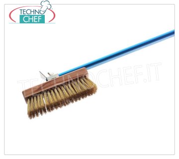 GIMETAL - Brosse Réglable avec Poils en Laiton, Mod.29129 Brosse à four professionnelle à tête réglable, poils en laiton et grattoir arrière en acier inoxydable, manche en aluminium anodisé longueur 1500 mm.