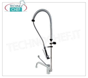 Mitigeur monotrou avec bec de 24,5 cm et douchette murale MITIGEUR À POSER MONOTRROU, monocommande, avec LEVIER clinique, BEC PIVOTANT et inverseur pour DOUCHE SUSPENDUE