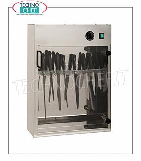 Stérilisateurs pour couteaux et outils STERILIZER UV COUTEAUX EN ACIER INOXYDABLE pour mur, capacité 20 COUTEAUX, Kw.0.16, dim.mm.510x130x670h