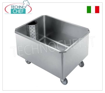 Cuve à roulettes avec grille amovible et robinet de vidange, dimensions mm. 800x600x580h