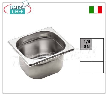 Casseroles Gastronorm GN 1/6 en inox, dim.176x162mm