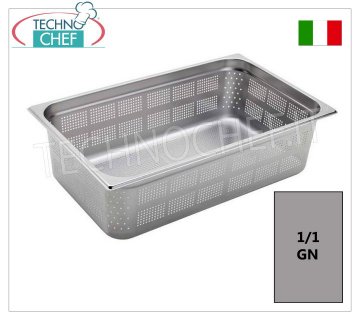 Casseroles perforées en inox Gastronorm 1/1, dim.530x325mm