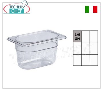 Bac Gastronorme GN 1/9 en polycarbonate, dimensions 176x108mm