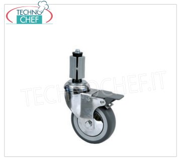 Roulette pivotante avec frein pour pied carré 40x40 mm