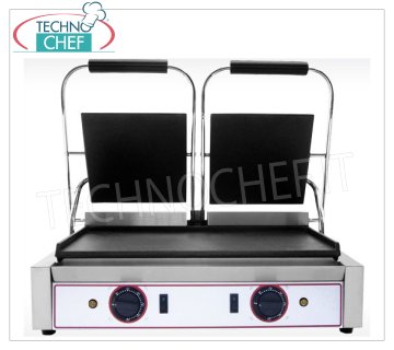 PLAQUE DE CUISSON DE TABLE DOUBLE EN FONTE, avec SURFACE INFÉRIEURE et SUPÉRIEURE LISSES