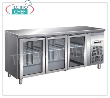 Forcar - Table Réfrigérée 3 Portes Vitrées, 417 lt, Temp.-2°/+8°C, Ventilée, mod.G-GN3100TNG