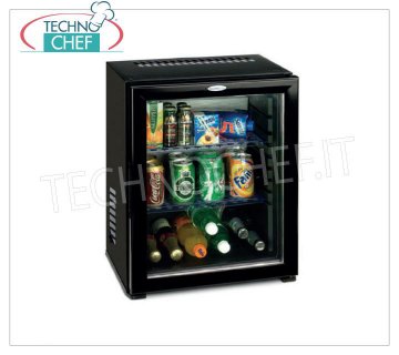 Technochef - Frigor Minibar pour chambre d'hôtel avec porte vitrée, lt.30, Minibar Frigor pour chambre d'hôtel avec porte vitrée, capacité 30 lt, température + 8 ° / + 14 ° C, V.230 / 1, Kw.0,06, poids 13 Kg, dim.mm.512x419x423h