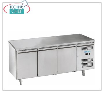 Forcold - Table Réfrigérante, Temp.-18°/-22°C, 3 Portes, avec Monobloc, Système Plug-in, Classe E, Gaz R290, mod.M-GN3100BT-FC Congélateur Table Congélateur 3 Portes, avec Monobloc, système enfichable, capacité 417 litres, température -18°/-22°C, ventilé, Gastronorm 1/1, ÉCOLOGIQUE en Classe E, Gaz 290, V.230/1, Kw .0,675, Poids 117 Kg, dim.mm.1795x700x850h