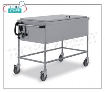 TECHNOCHEF - Chariot chaud au bain-marie, Mod.MC 1391 Chariot chauffant bain-marie en inox 18/10 pour cheminées / vasques, cuve 980x510x200h mm avec couvercle, structure tubulaire 20x20 mm, V 230/1, 1,95 kW, dim. 490x600x900h mm.