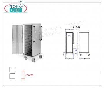 Chariot à plateaux avec guides universels, pour 10 PLATEAUX Gastro-Norm et Euro-Norm 1/1 Chariot libre / service à plateaux avec guides universels pour 10 plateaux Gastro-Norm et Euro-Norm, dim. 520x600x1590h millimètre