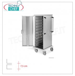 Chariot à plateaux avec guides universels, pour 10 PLATEAUX Gastro-Norm et Euro-Norm 1/1 Chariot libre / service à plateaux avec guides universels pour 10 plateaux Gastro-Norm et Euro-Norm, dim. 520x600x1590h millimètre