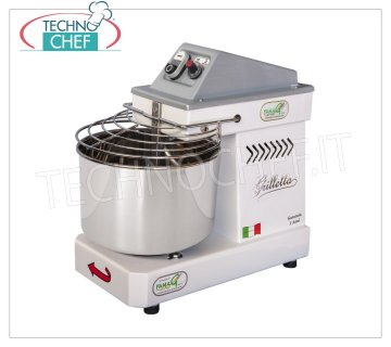 FAMAG - Grilletta, 5 Kg Spiral Mixer, 10 VITESSES, mod. IM5 / 230 -10VEL Batteur à spirale professionnel FAMAG GRILLETTA avec tête et cuve fixe de 7 litres, capacité de pâte 5 Kg, 10 VITESSES, V 230/1, kW 0,35, poids 27 Kg, dim. millimètre 450x260x430h