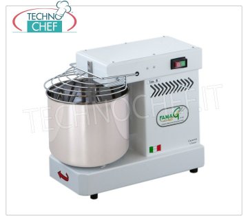 FAMAG - Grilletta, 8 Kg Professional Spiral Mixer Batteur à spirale FAMAG avec tête et cuve fixe de 11 litres, capacité de pâte 8 Kg, V 230/1, kW 0,35, poids 30 Kg, dim.mm.520x280x530h