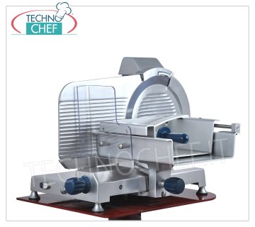 TECHNOCHEF - Trancheuse verticale, transmission par engrenage, lame Ø 400 mm, Professionnel Trancheuse verticale pour viande en alliage d'aluminium avec transmission à engrenages, diamètre lame mm 400, poids 54 Kg, dim.mm 700x560x640h