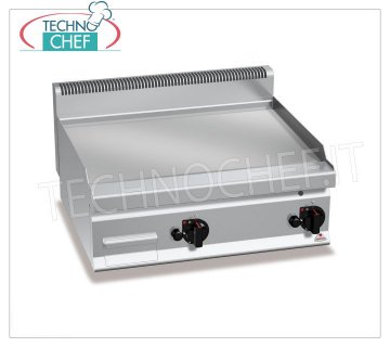 FRY TOP GAZ avec PLAQUE LISSE dans Multipan, module TOP, Mod.G7FL8B-2 FRY TOP GAZ avec PLAQUE LISSE, Ligne BERTOS, MACROS 700, Série MULTIPAN, Module DOUBLE TOP avec ZONE DE CUISSON 795x500 mm, COMMANDES INDÉPENDANTES, puissance thermique Kw.13,8, Poids 70 Kg, dim.mm.800x700x290h