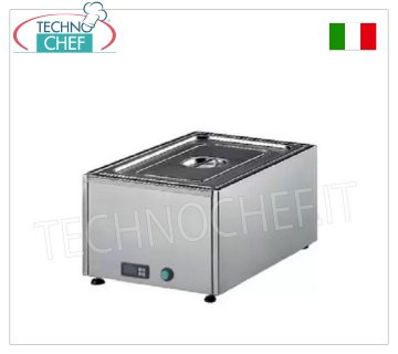 Technochef - TABLE ÉLECTRIQUE BAIN MARIE, Capacité 1 x GN 1/1, mod.357.A Bain-marie de table électrique, capacité 1 plateau GN 1/1 - h 150 mm (exclus), thermostat digital 30-90°C, V.230/1, Kw.1,5, dim.mm.590x430x300h