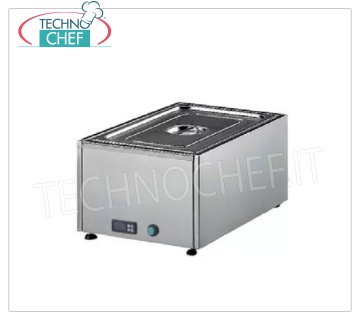 Technochef - TABLE ÉLECTRIQUE BAIN MARIE, Capacité 1 x GN 1/1, mod.357.A Bain-marie de table électrique, capacité 1 plateau GN 1/1 - h 150 mm (exclus), thermostat digital 30-90°C, V.230/1, Kw.1,5, dim.mm.590x430x300h