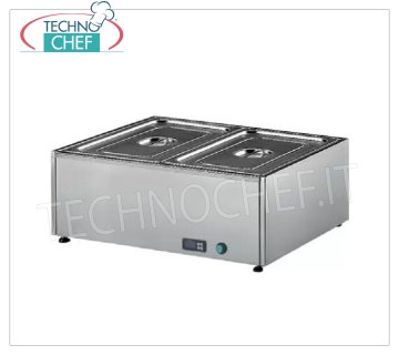 Technochef - TABLE BAIN MARIE ELECTRIQUE, Capacité 2 x GN 1/1, mod.358.A Table bain marie électrique, capacité 2 bacs GN 1/1 - h 150 mm (exclus), thermostat digital 30-90°C, V.230/1, Kw.2,00, dim.mm.700x580x300h