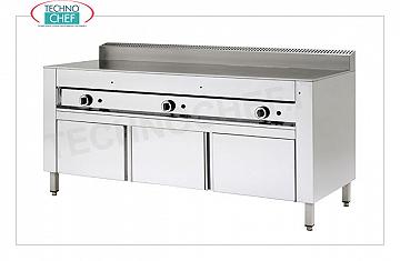 Cuisinière GAZ avec PLAQUE DE CUISSON EN ACIER, version sur Cabinet Base Cuisinière à gaz version piadina sur Cabinet Base, avec PLAQUE EN ACIER 600x600 pour 4 piadinas, puissance thermique kw 6,7, dim. extérieur mm 650x730x960h