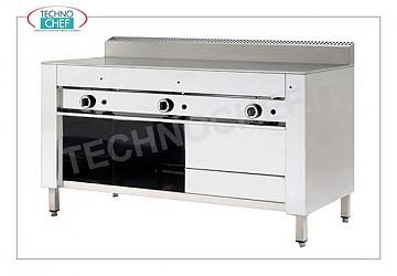 Cuisinière à gaz piadina avec PLAQUE EN ACIER, version compartiment ouvert Cuisinière piadina à gaz, version avec compartiment ouvert, plaque en acier 600x600 pour 4 piadinas, puissance thermique 6,7 kw, dim. extérieur mm 650x730x960h