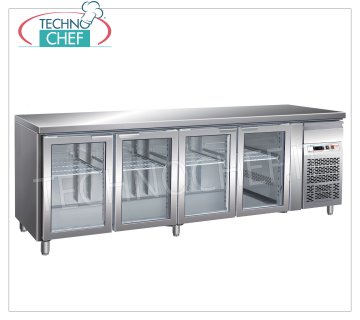 Forcar - Table Réfrigérée 4 Portes Vitrées, 553 lt, Temp.-2°/+8°C, Ventilée, mod.G-GN4100TNG