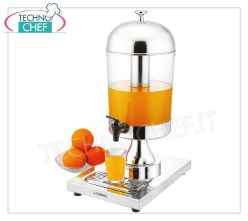 Distributeurs de jus et boissons (buffet) DISTRIBUTEUR DE BOISSONS en acier inoxydable avec récipient transparent de 8 litres, complet avec robinet de distribution, dimensions 36x26x55h cm