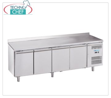 Forcold - Table Réfrigérée, Température -2°/+8°C, 4 Portes et Dosseret, avec Monobloc, Système Enfichable, Classe D, Mod.M-GN4200TN-FC