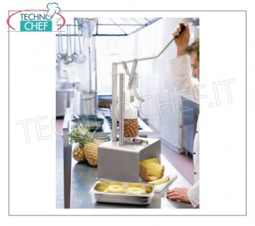 Coupe-légumes manuels pour ananas Eplucheur / Ananas vide, en acier inoxydable, lame et presseur diamètre 89 mm, dimensions 450x390x720h mm