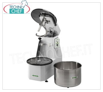 Fimar - Mélangeur à spirale de 50 kg avec tête relevable et bol amovible, mod.50CNS Mélangeur à spirale de 50 Kg avec tête relevable et cuve amovible de 62 litres, V.400/3, Kw.2,2, Poids 209 Kg, dimensions mm.920x530x940h