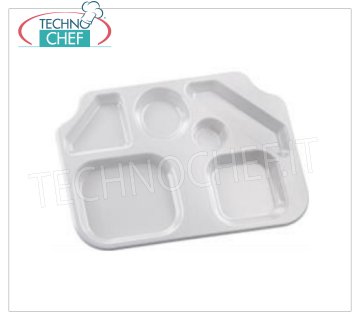 Plateau avec Maxi Compartiments Trapézoïdaux en Polystyrène Plateau avec maxi compartiments trapézoïdaux en polystyrène, coloris blanc, 6 compartiments spacieux, dim.450x320mm - PRIX UNITAIRE - Article achetable en PACK de 20 pièces