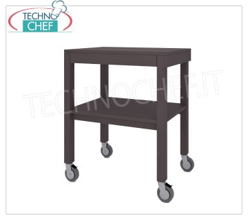 Chariots de service en bois Chariot de service en bois laqué mat dans les couleurs standard, avec 2 étagères, porte-assiettes escamotable coulissant, poignée de poussée, charge max Kg.30, dim.mm.700x450x840h