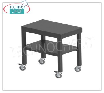 Chariots de service en bois Chariot de service en bois laqué mat CHARCOAL, avec 2 étagères, poignée de poussée, capacité max Kg.30, dim.mm.1000x450x840h