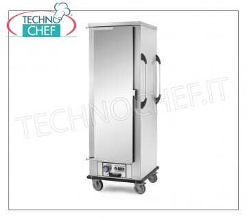 Mainteneur de température, Chariot CHAUD, Ventilé pour 18 bacs GN 2/1 ou 36 bacs GN 1/1 Chariot de MAINTENANCE À CHAUD avec CHAUFFAGE VENTILÉ, 1 Porte, Capacité 18 bacs Gastro-Norm 2/1 ou 36 bacs Gastro-Norm 1/1, PAS entre GUIDES mm 77, V. 230/1, Kw 2.0, dim.mm .812x860x1995h