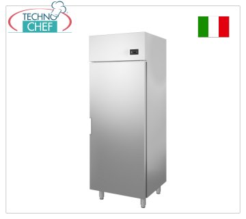 Technochef - Armoire Réfrigérée 1 Porte, Professionnelle, Inox, 700 lt, Temp.0°/+8°C, Ventilée, Classe C Armoire réfrigérée 1 porte, 700 lt, temp.0°/+8°C, Ventilée, Écologique en Classe C, Gaz R290, V.230/1, Kw 0,238, dim.mm.720x800x2020h