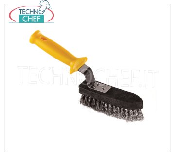 LILLY - Brosse à grillades en acier inoxydable, Mod.71005 Brosse en acier inoxydable avec manche en polypropylène, pour le nettoyage des grilles et des plaques.