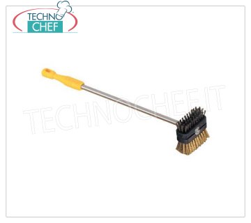 LILLY - Double brosse en acier inoxydable / laiton pour four 90 cm, Mod.76759 Double brosse inox / laiton pour four, avec manche en acier inoxydable et embout en polypropylène, 90 cm.