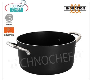 Technochef - HIGH CASSEROLE 2 poignées en aluminium ANTIADHÉSIF pour INDUCTION HAUT CASSEROLE 2 poignées en ALUMINIUM ANTIADHÉSIF avec FOND INDUCTION 10 mm, diamètre 160 mm, hauteur 80 mm, capacité lt. 1,7.