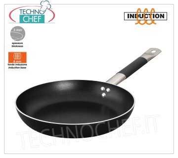 Technochef - Poêle à frire 1 poignée en aluminium ANTIADHÉSIF pour INDUCTION POÊLE À FRITURE HAUTE avec 1 poignée ANTI-ADHÉSIVE EN ALUMINIUM avec FOND INDUCTION 8 mm, diamètre 240 mm, hauteur 45 mm.