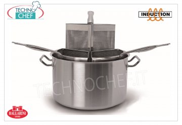 Ballarini - CUISINIÈRE À PÂTES EN ACIER INOXYDABLE 3 PANIERS, pour INDUCTION, diamètre 360 ​​mm, hauteur 215 mm