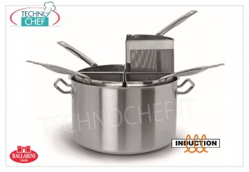 Ballarini - MARmite à pâtes haute 4 tranches en acier inoxydable pour induction, diamètre 400 mm, hauteur 250 mm