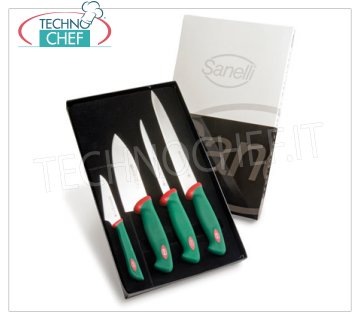 Sanelli - PACK DE COUTEAUX SUSHI PROFESSIONNELS 4 PCS PREMANA, Mod.908604 Pack de 4 couteaux à Sushi, ligne PREMANA PROFESSIONAL, composé de: COUTEAU YANAGI BA 24 cm, COUTEAU FILET POISSON 16 cm, COUTEAU DEBA 16 cm, PETTY 10 cm.