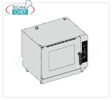 Technochef - Four électrique à convection-vapeur pour 6 plateaux GN 1/1 FOUR ÉLECTRIQUE À CONVECTION À VAPEUR pour GASTRONOMIE, capacité 6 PLATEAUX Gastronorme 1/1, version avec COMMANDES ÉLECTROMÉCANIQUES, V.400 / 3, Kw. 8,25, poids 87 Kg, dimensions mm 860x710x740h