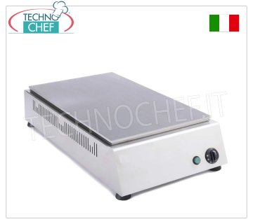 TECHNOCHEF - Chauffe-piadina électrique professionnel à poser, 2 piadinas Ø 30 cm, Mod.999.1646 Chauffe-pain ÉLECTRIQUE avec plaque en inox 430 pour 2 pains plats de 300 diam., avec commande thermostatique, V.230/1, L.1x1700, dim.mm.420x800x150h