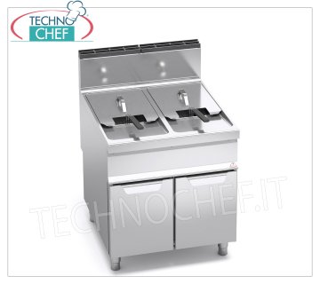 TECHNOCHEF - FRITEUSE A GAZ sur ARMOIRE, 2 CUVES INDEPENDANTES de lt.20+20, Mod.9GL20+20M FRITEUSE À GAZ sur CABINET, BERTOS, Ligne MAXIMA 900, Série TURBO, 2 RÉSERVOIRS INDÉPENDANTS de lt.20+20, puissance thermique Kw.35,00, Poids 95 Kg, dim.mm.800x900x900h