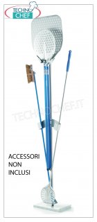 Support simple face pour 2 pelles, 1 petite cuillère et 1 pinceau. Pelle à suspendre, petite cuillère, outils, en acier inoxydable avec socle en marbre, simple face, capacité 2 lames + 1 petite cuillère + 1 pinceau (NON INCLUS), Poids 35 Kg, dimensions 35x25x175h cm