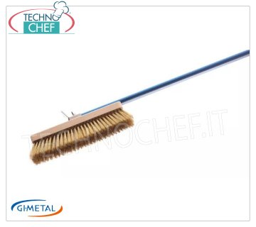 Gi.Metal - Grande Brosse Réglable avec Poils en Laiton - mod.AC-SP2 Brosse à four professionnelle à grande tête réglable, poils en laiton et grattoir arrière en acier inoxydable, manche en aluminium longueur 1500 mm.