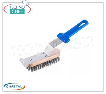 Gi.Metal - Brosse à gril avec poils et grattoir en acier inoxydable - mod.AC-SPG2 Brosse à gril avec poils et grattoir en acier inoxydable et manche en polymère haute résistance antichoc et anti-rayures